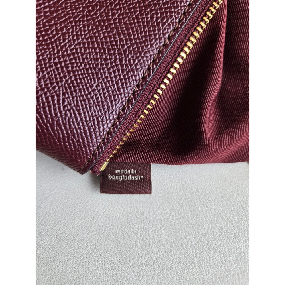 Coach Burgundy Pebbled Leather Zip Coin Pouch Wallet Card Case Oxblood Minimal - Picture 11 of 11
